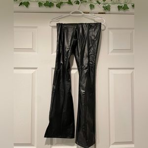 Black Leather Shein Flare Pants (small)